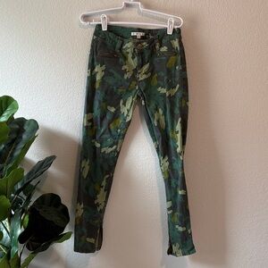 CAbi Green Camo Skinny Jeans with zipper details 2